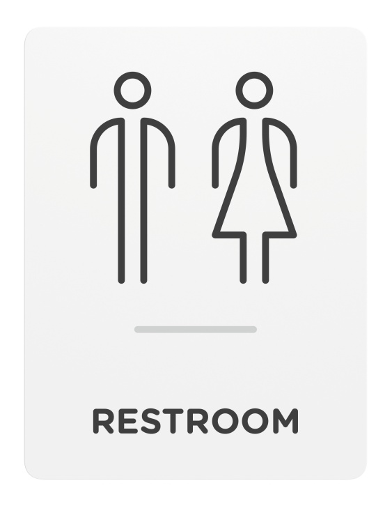 Restroom_Sign_Door-Wall Mount_8x 6_6mm Thick Solid Surface Sign with Inlay Resins_Self AdhesiveIdentification Sign